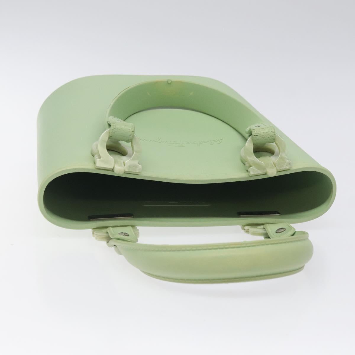 Salvatore Ferragamo Gancini Hand Bag Rubber Green Auth MX099