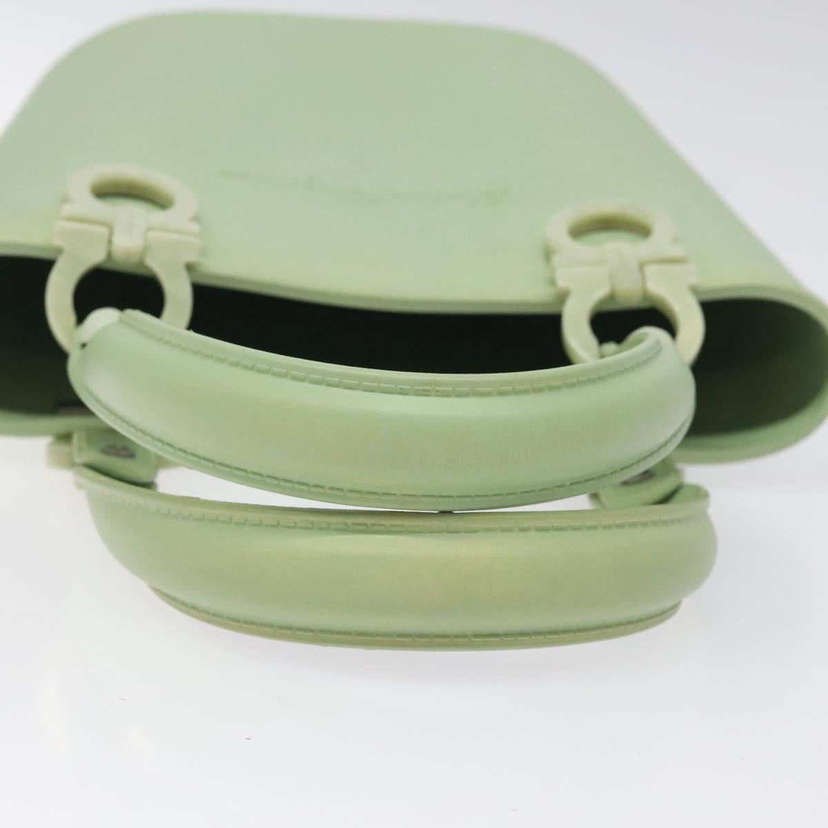 Salvatore Ferragamo Gancini Hand Bag Rubber Green Auth MX099