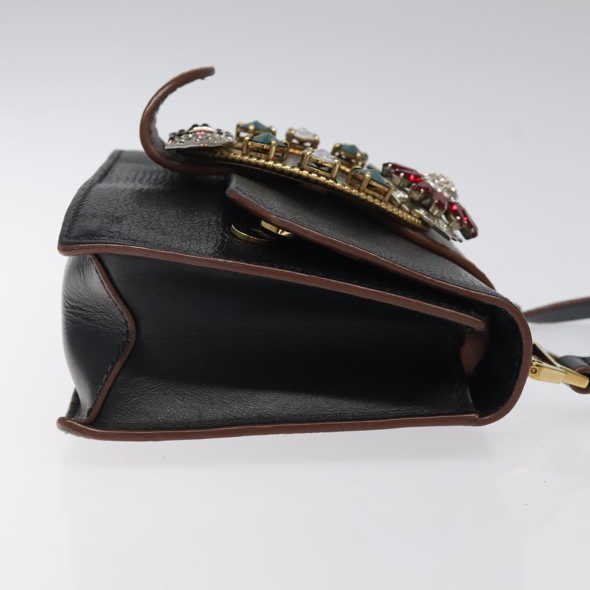 Miu Miu Shoulder Bag Leather Black Gold Auth MX101V