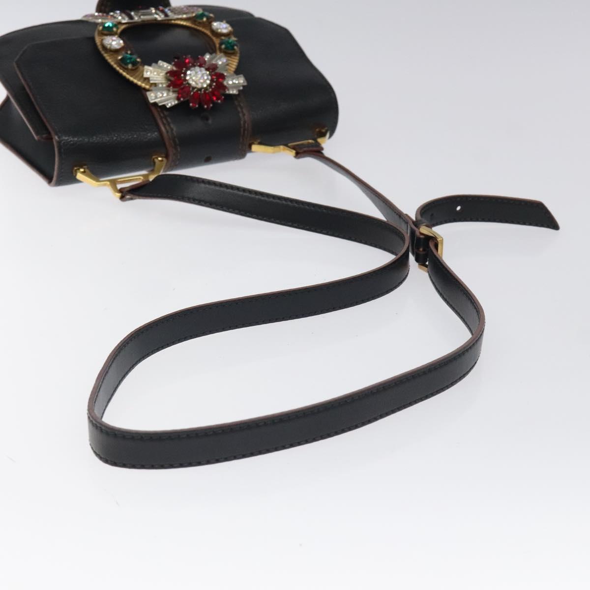 Miu Miu Shoulder Bag Leather Black Gold Auth MX101V