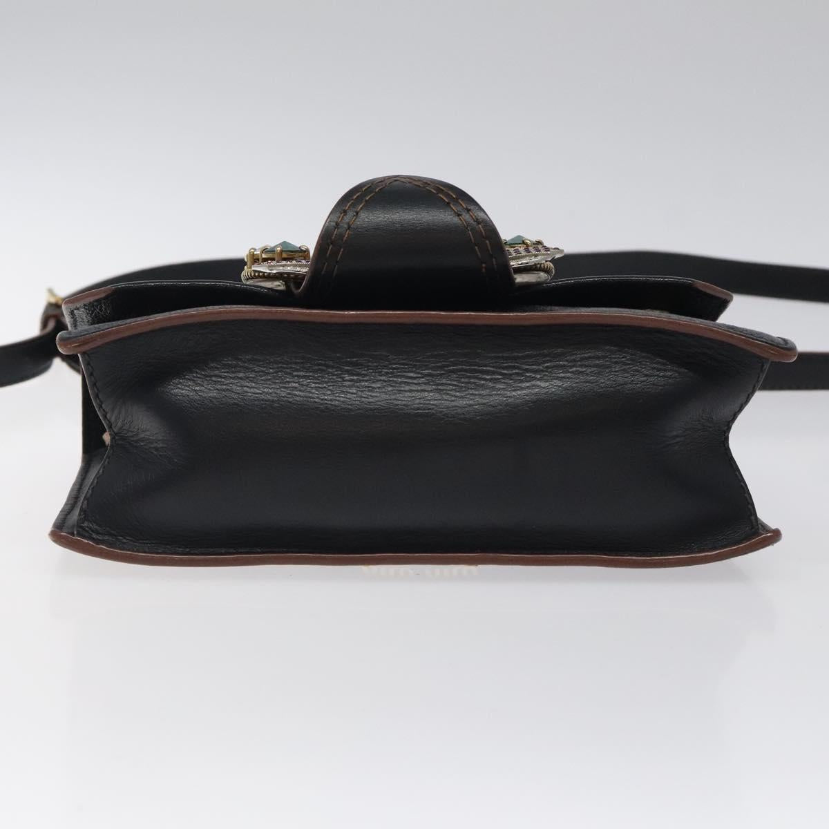 Miu Miu Shoulder Bag Leather Black Gold Auth MX101V