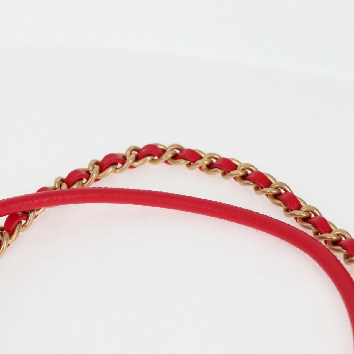 CHANEL Chanel 22 Matelasse Chain Hand Bag Leather 2way Red Gold CC Auth MX106SM