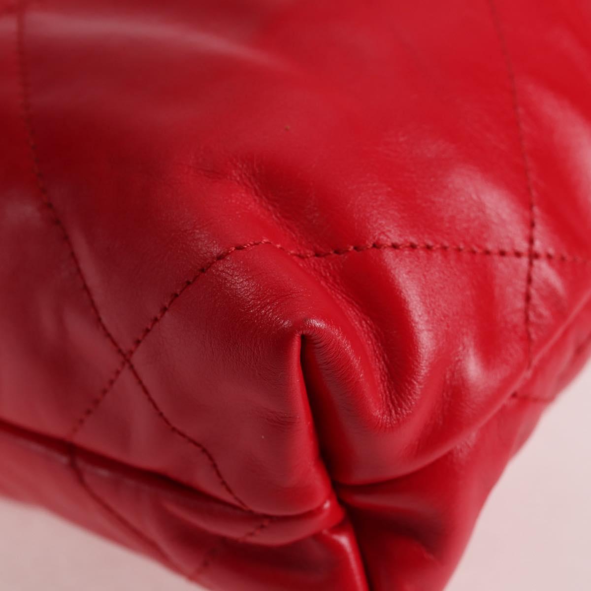 CHANEL Chanel 22 Matelasse Chain Hand Bag Leather 2way Red Gold CC Auth MX106SM