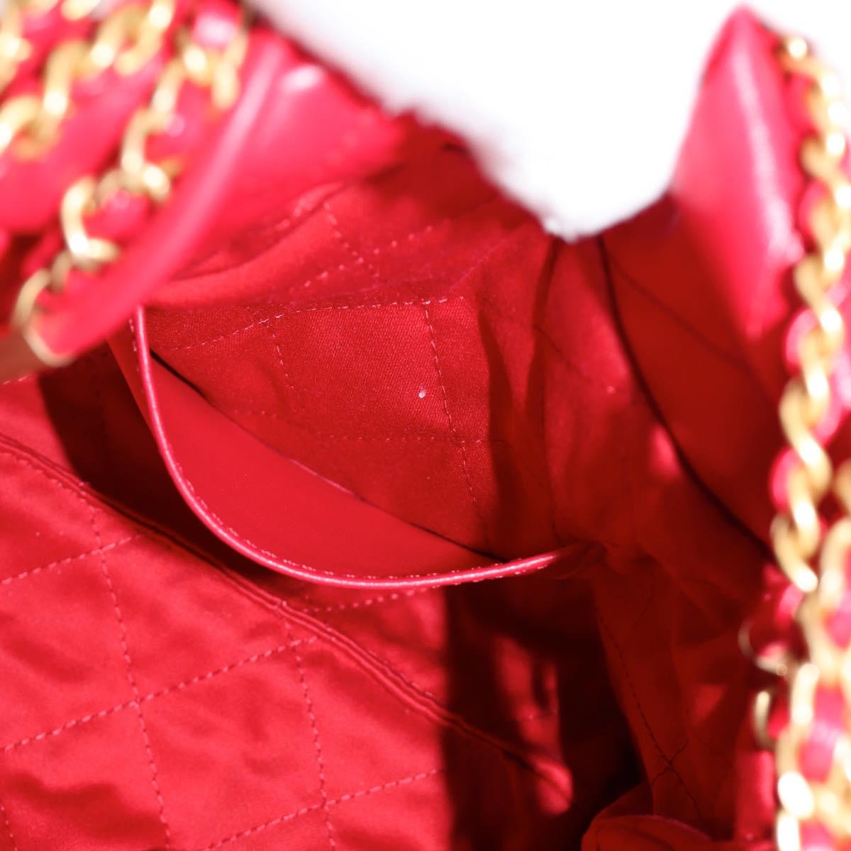 CHANEL Chanel 22 Matelasse Chain Hand Bag Leather 2way Red Gold CC Auth MX106SM