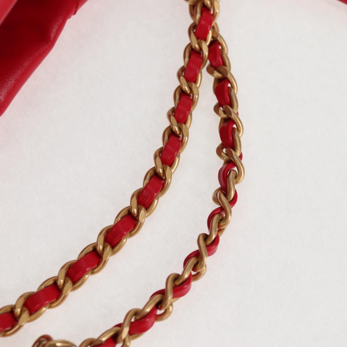 CHANEL Chanel 22 Matelasse Chain Hand Bag Leather 2way Red Gold CC Auth MX106SM