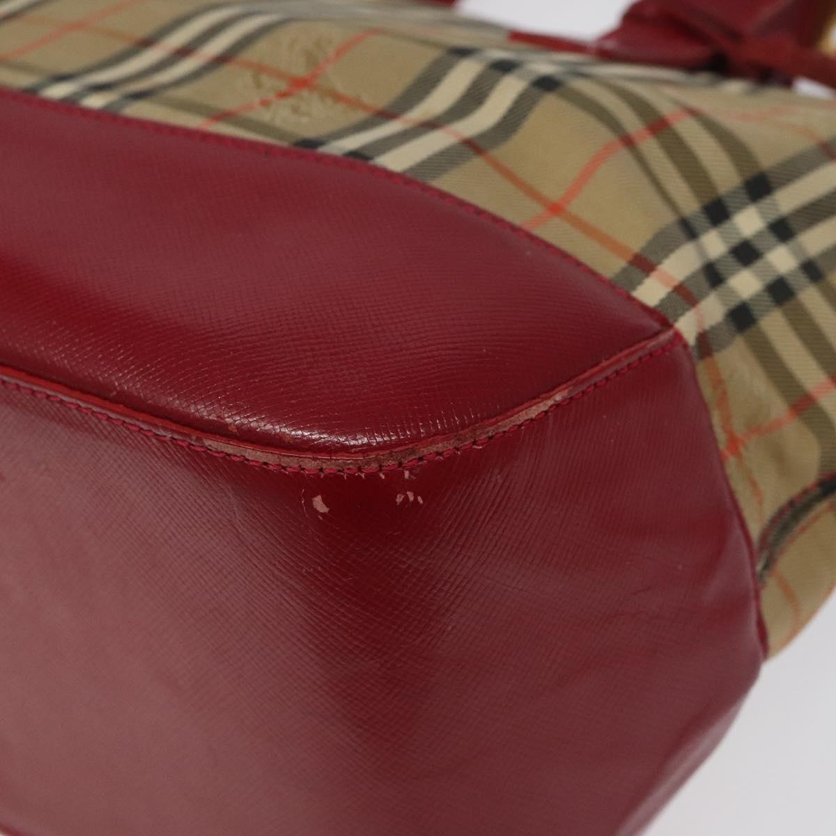 BURBERRY Nova Check Hand Bag Canvas Beige Auth MX108
