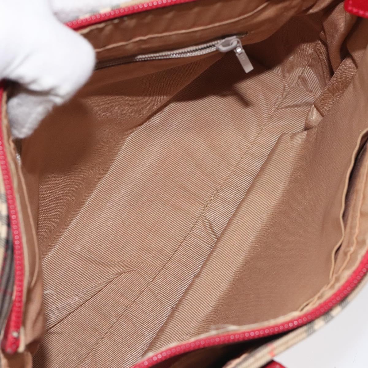 BURBERRY Nova Check Hand Bag Canvas Beige Auth MX108