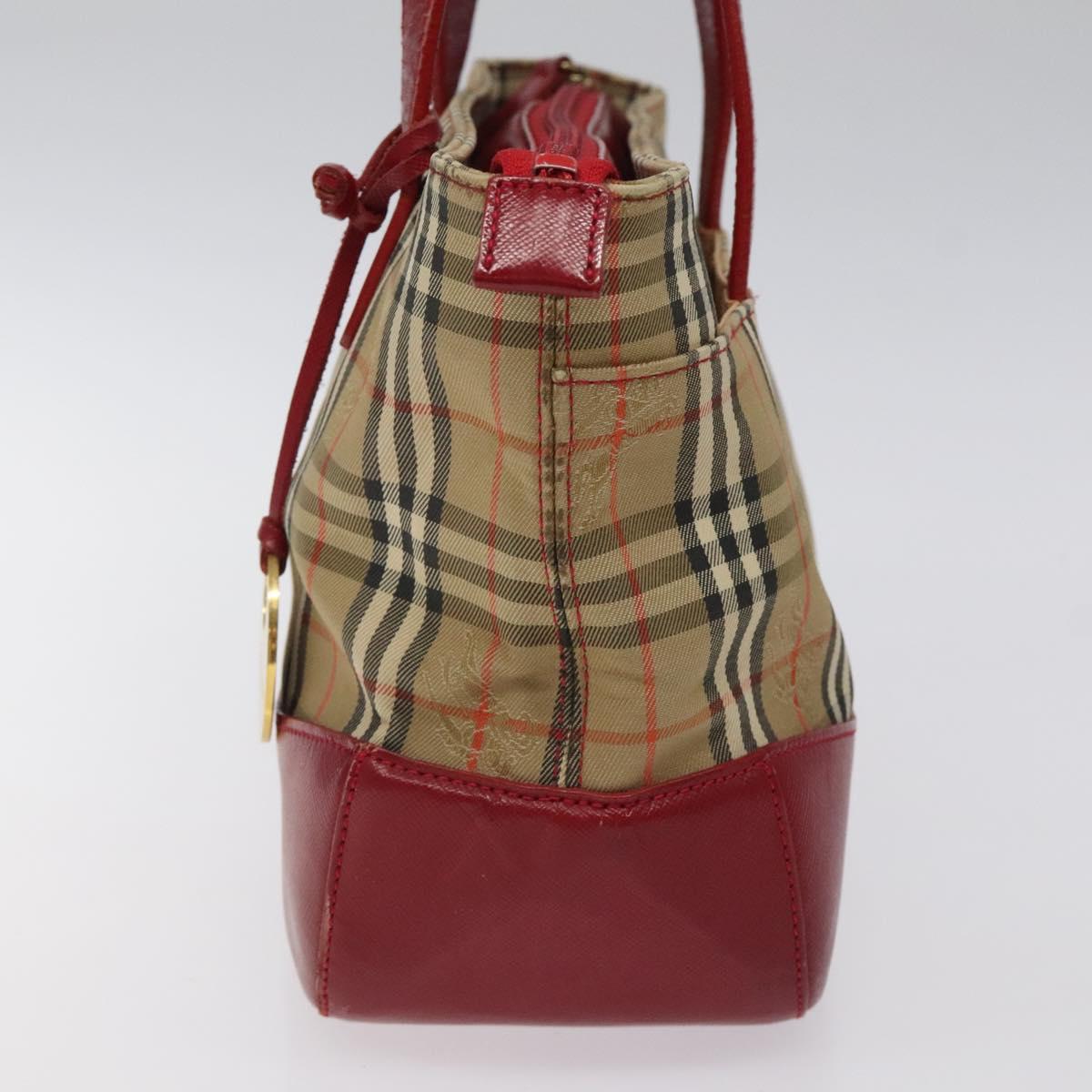 BURBERRY Nova Check Hand Bag Canvas Beige Auth MX108