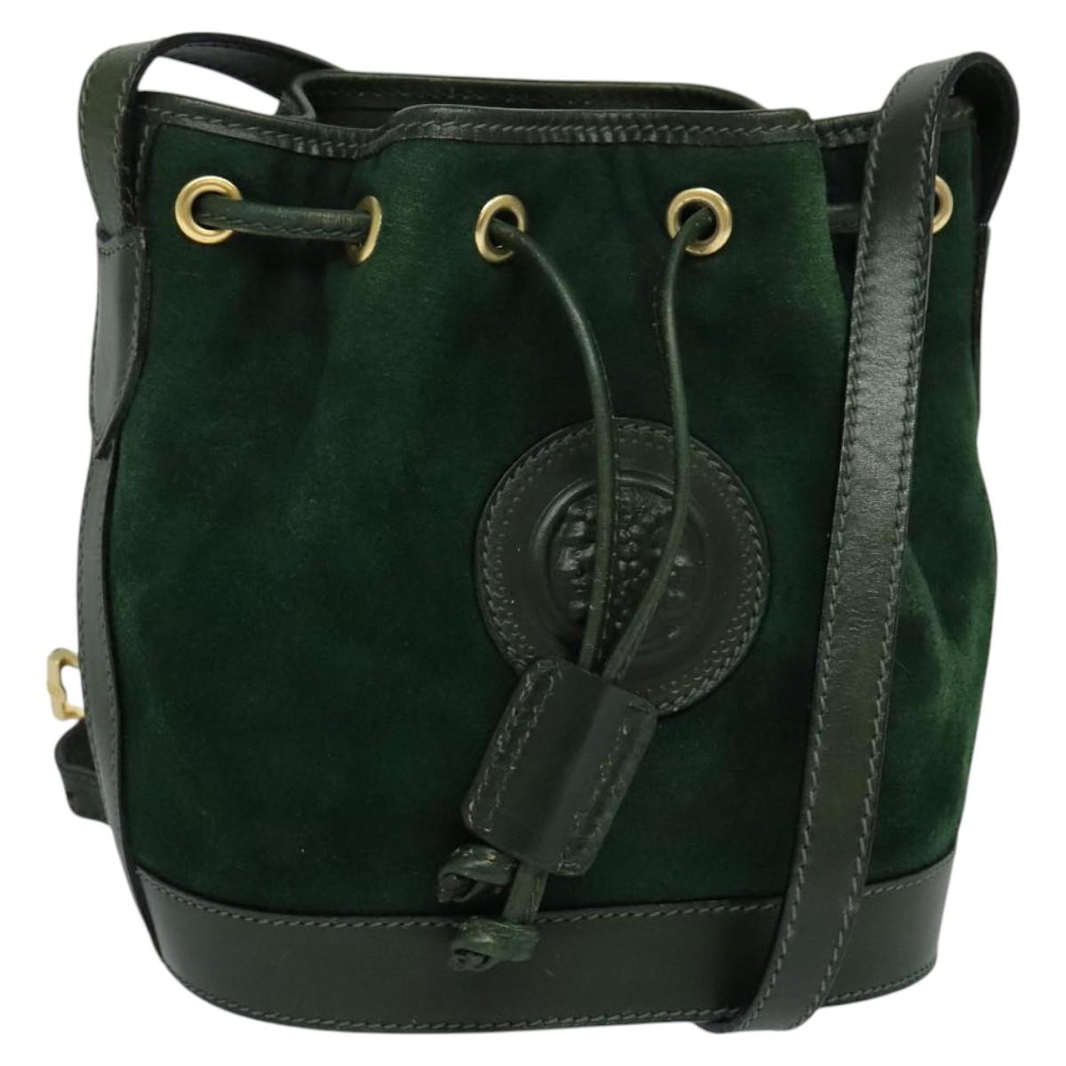 FENDI Shoulder Bag Suede Green Auth MX110