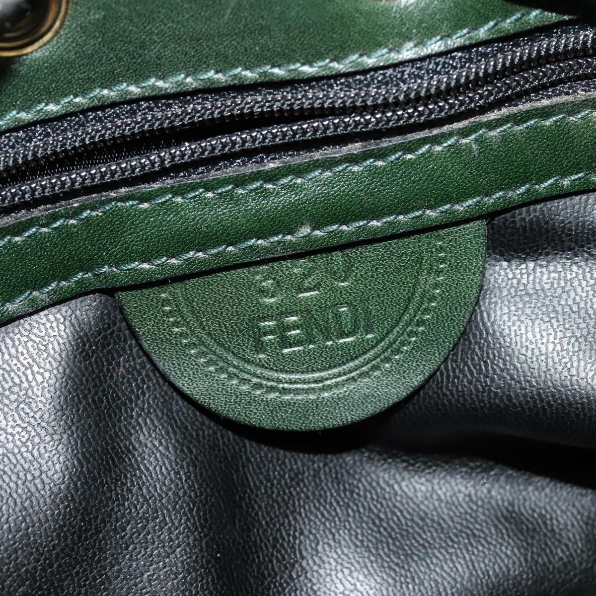 FENDI Shoulder Bag Suede Green Auth MX110