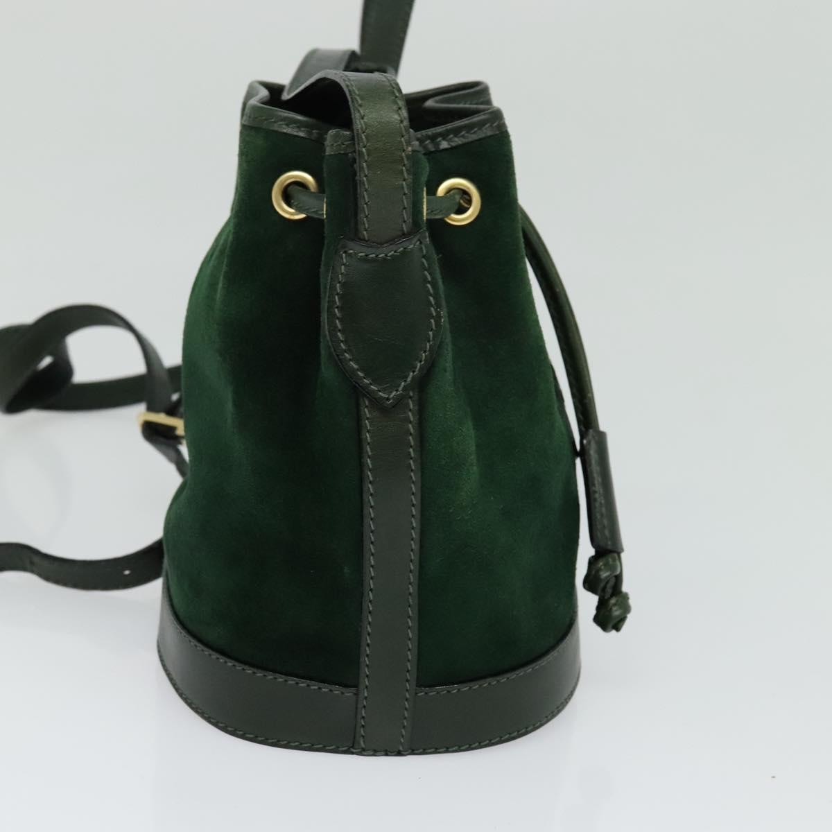 FENDI Shoulder Bag Suede Green Auth MX110