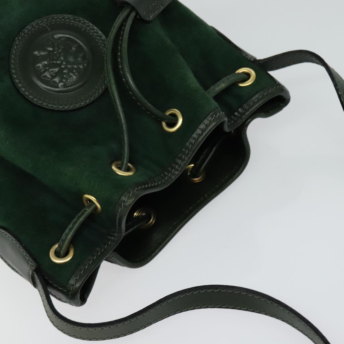 FENDI Shoulder Bag Suede Green Auth MX110
