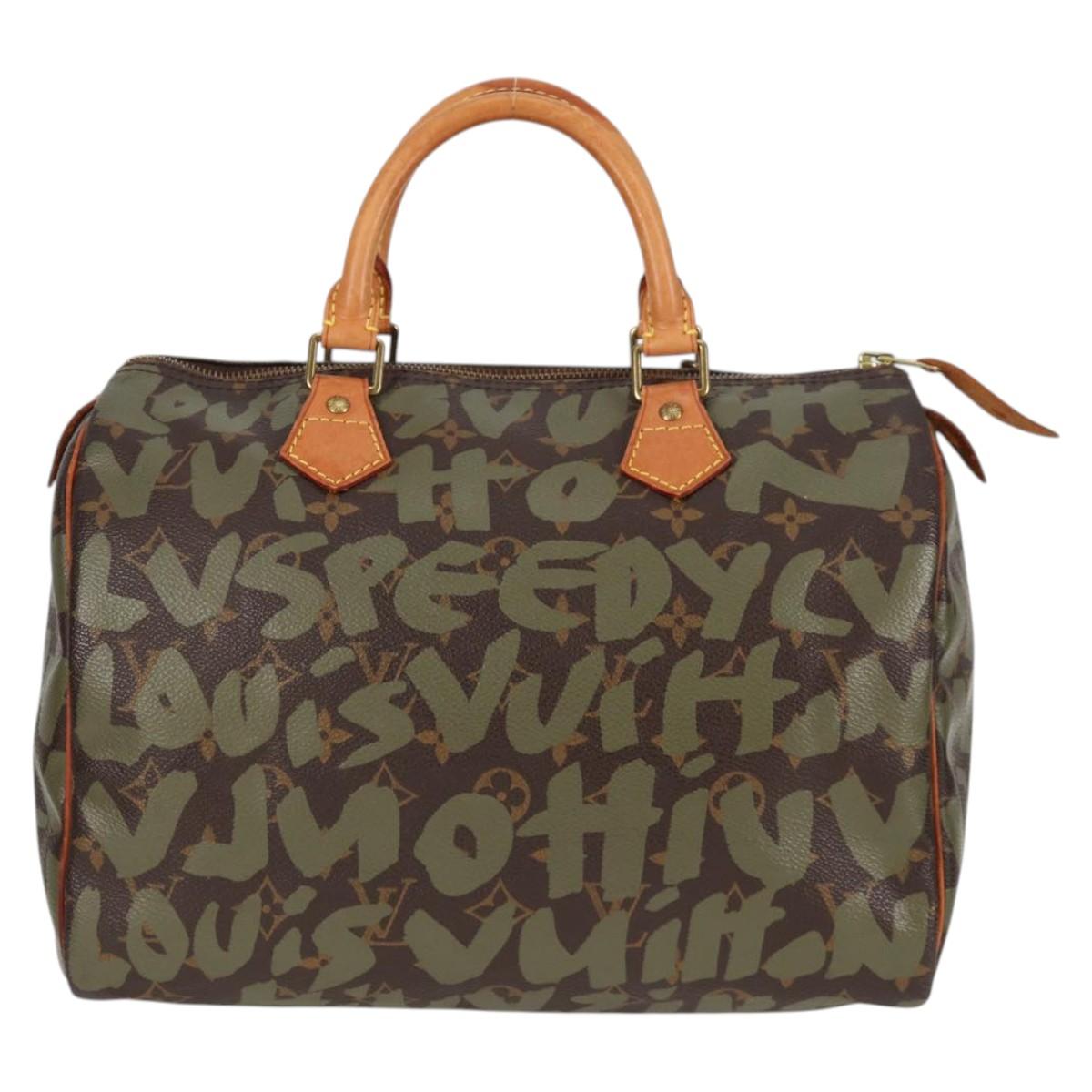 LOUIS VUITTON Monogram Graffiti Speedy 30 Bag Green Khaki M92194 LV Auth MX114AM