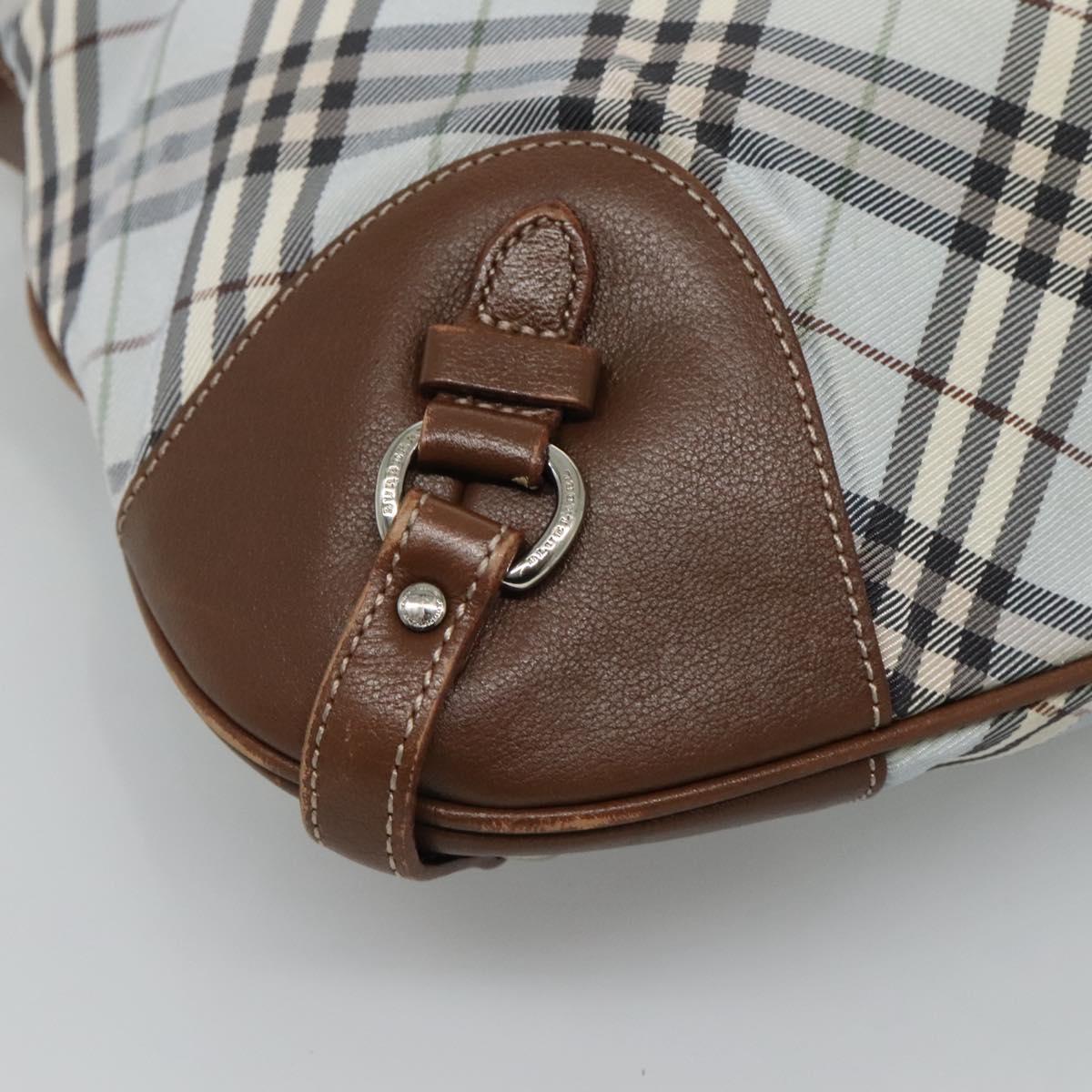 BURBERRY Nova Check Blue Label Shoulder Bag Nylon Light Blue Auth MX120