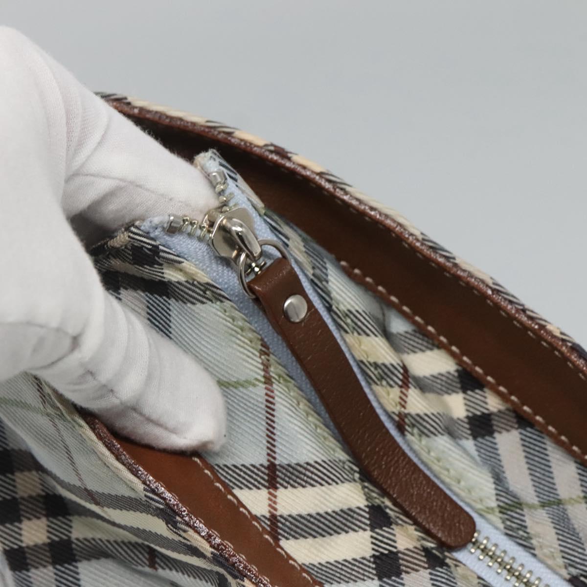 BURBERRY Nova Check Blue Label Shoulder Bag Nylon Light Blue Auth MX120