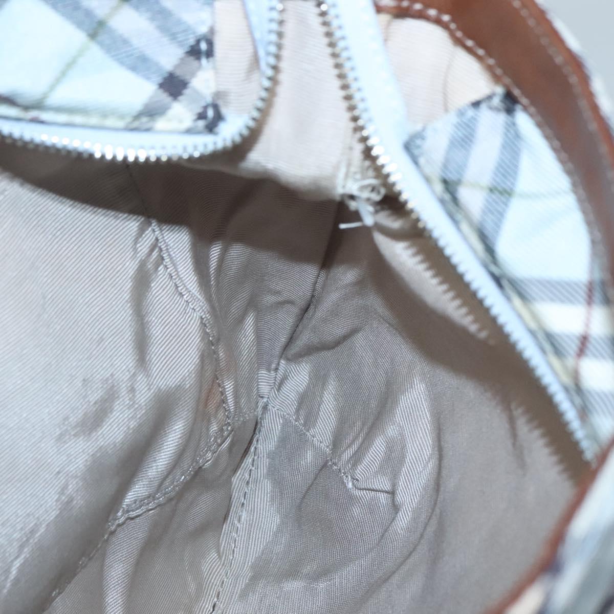 BURBERRY Nova Check Blue Label Shoulder Bag Nylon Light Blue Auth MX120
