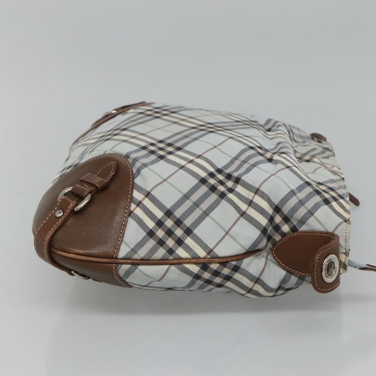 BURBERRY Nova Check Blue Label Shoulder Bag Nylon Light Blue Auth MX120