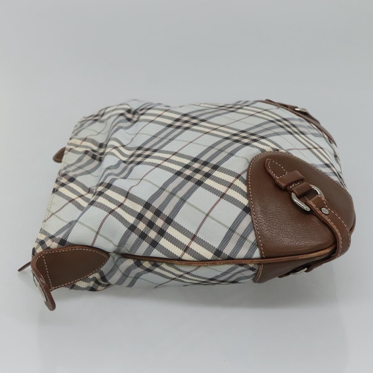 BURBERRY Nova Check Blue Label Shoulder Bag Nylon Light Blue Auth MX120
