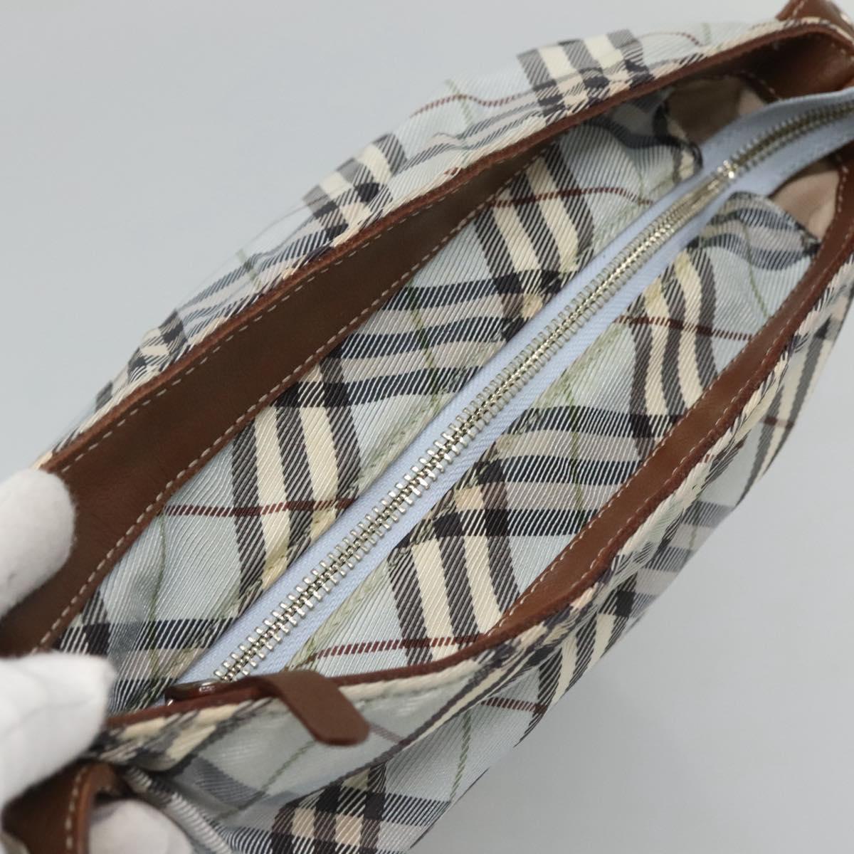 BURBERRY Nova Check Blue Label Shoulder Bag Nylon Light Blue Auth MX120