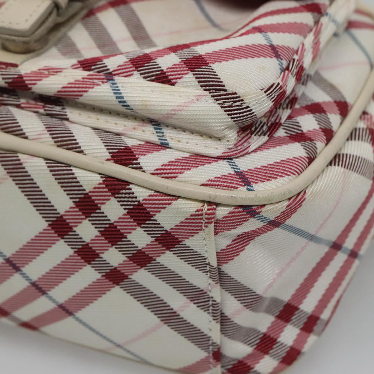 BURBERRY Nova Check Blue Label Shoulder Bag Nylon Red Auth MX126