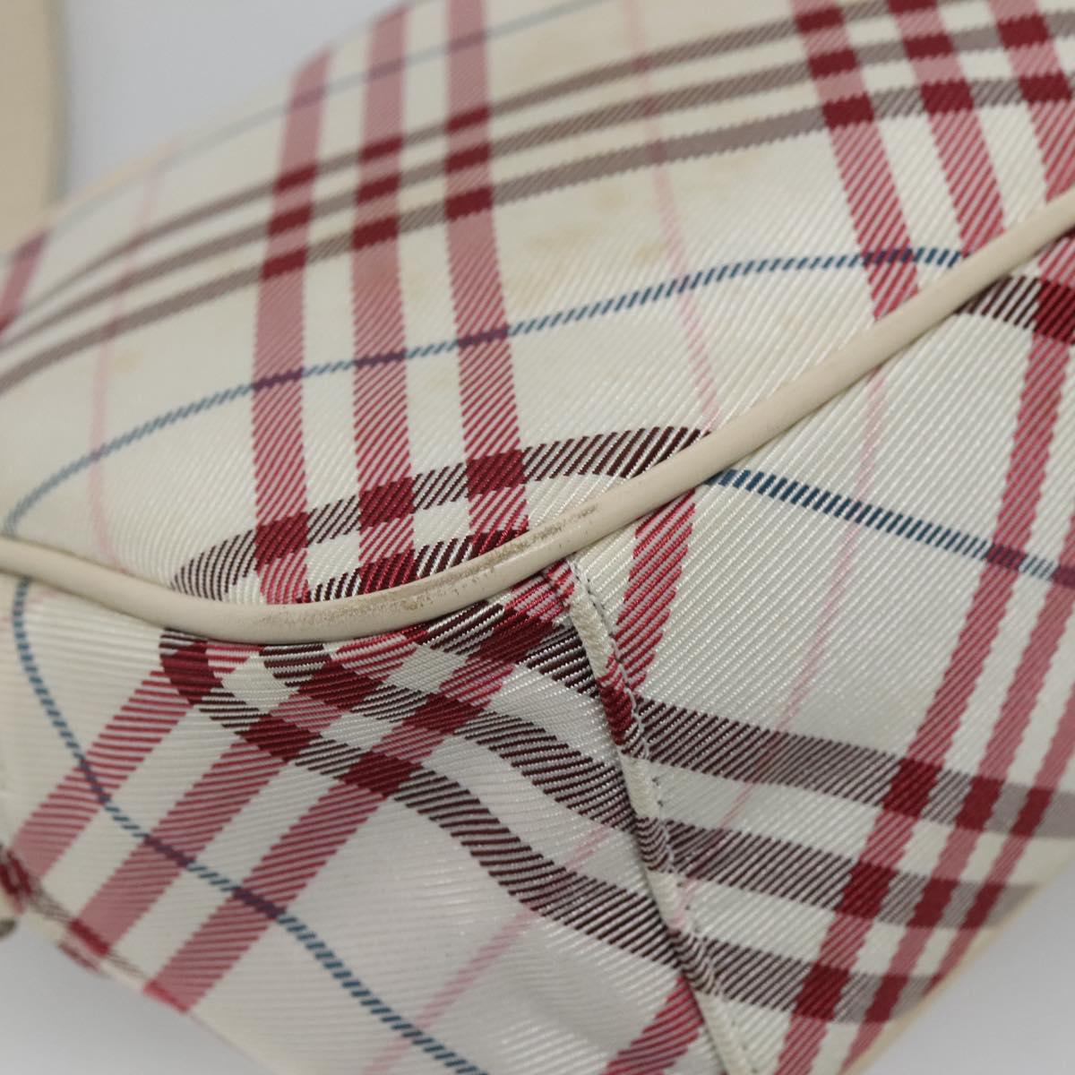 BURBERRY Nova Check Blue Label Shoulder Bag Nylon Red Auth MX126