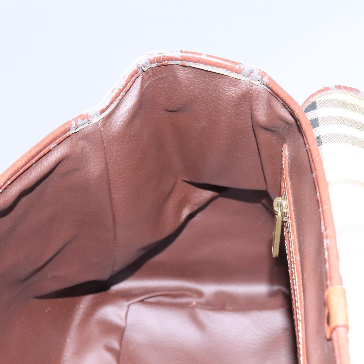 Burberrys Nova Check Boston Bag PVC 2way Beige Auth MX139