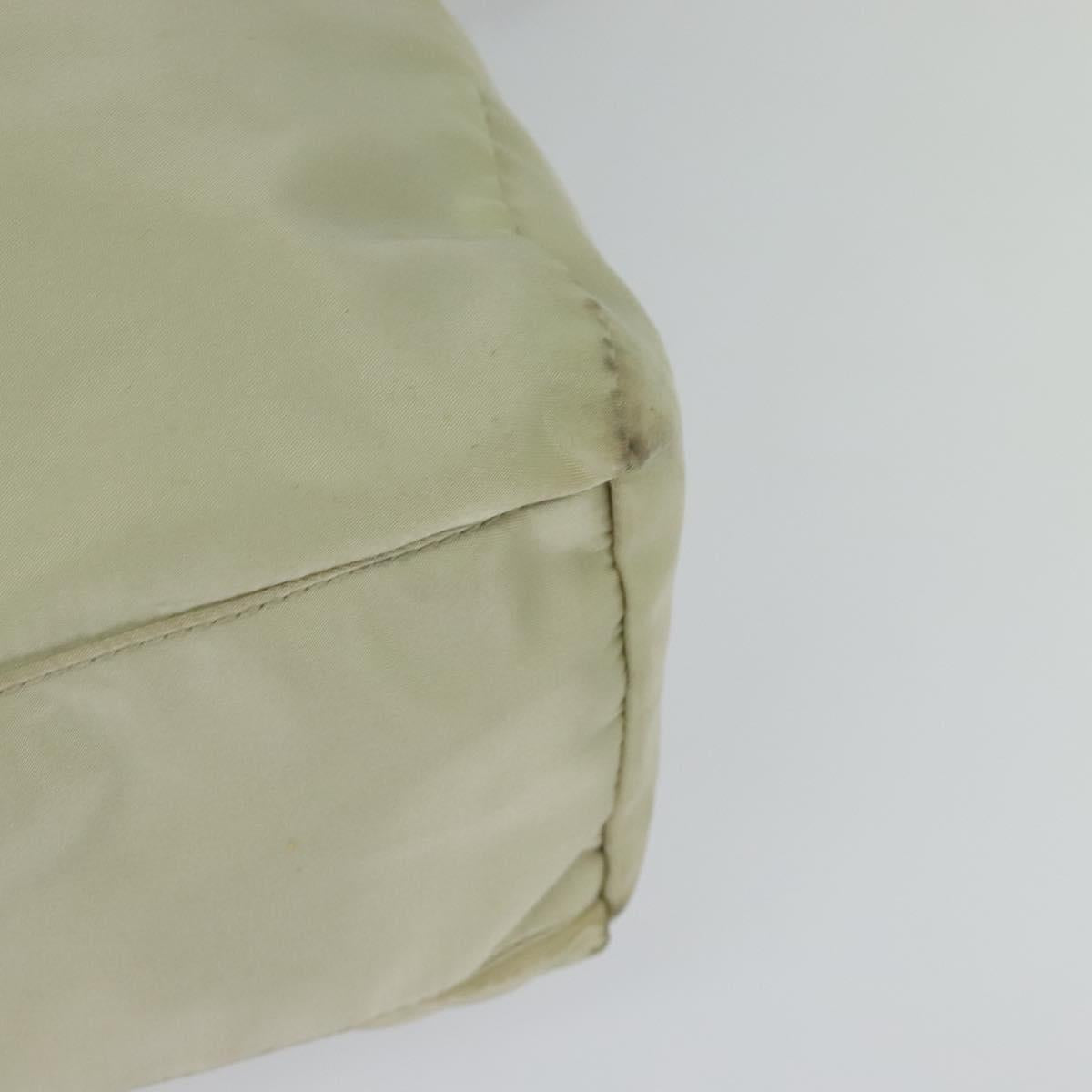 PRADA Shoulder Bag Nylon Beige Gold Auth MX164