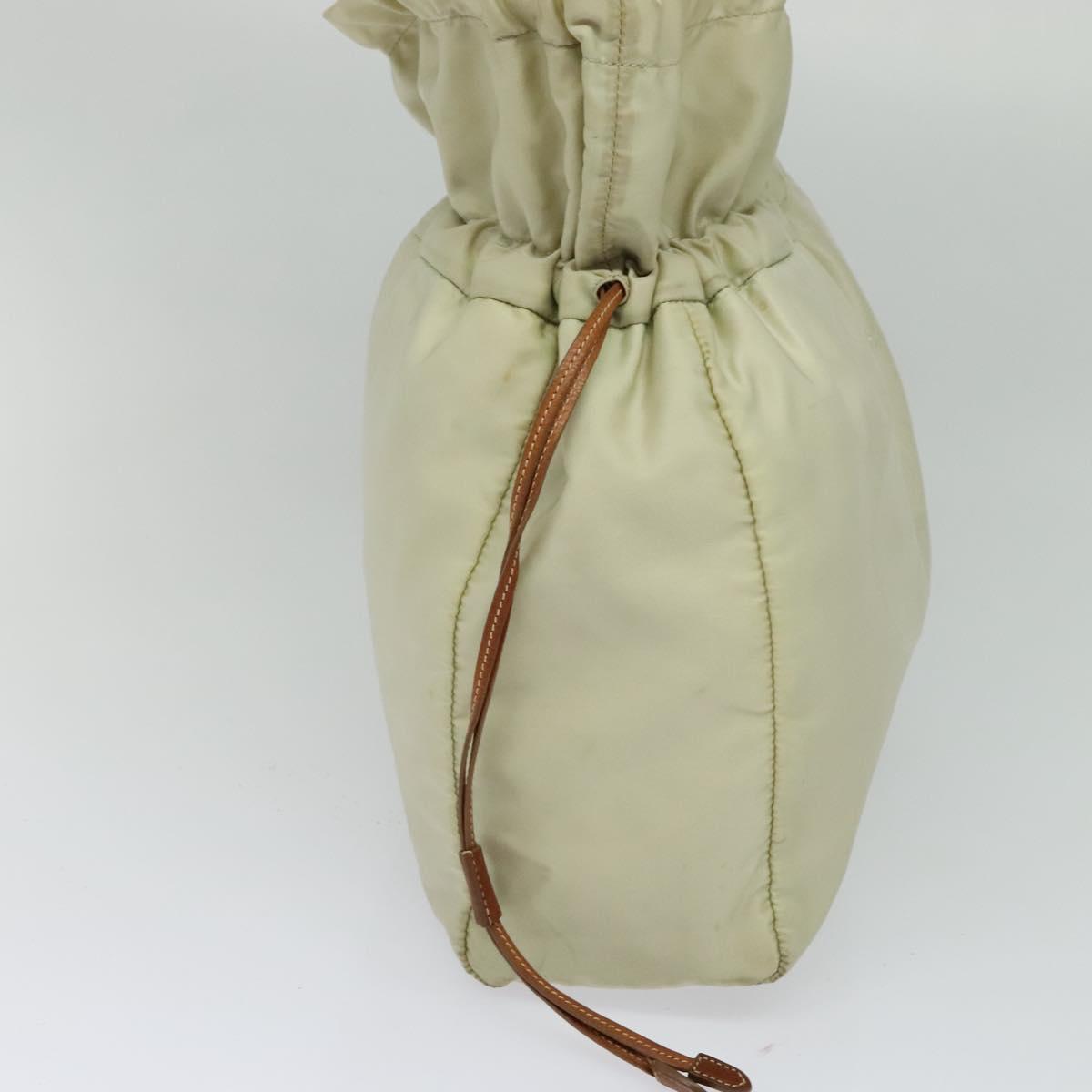 PRADA Shoulder Bag Nylon Beige Gold Auth MX164