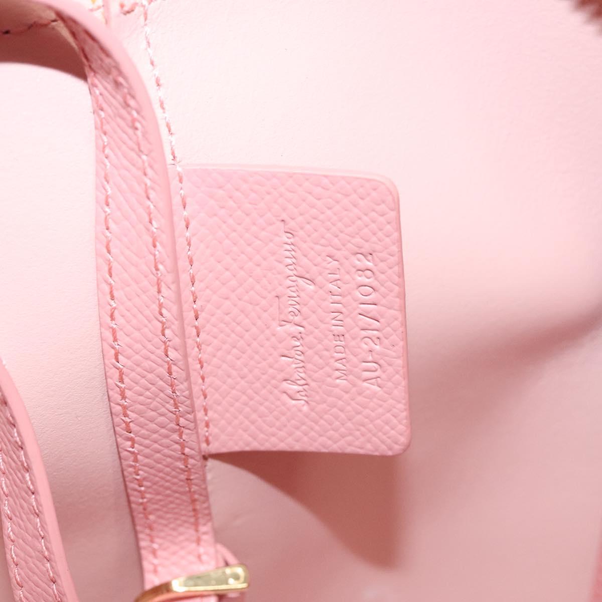 Salvatore Ferragamo Shoulder Bag Leather Pink Gold Auth MX166V