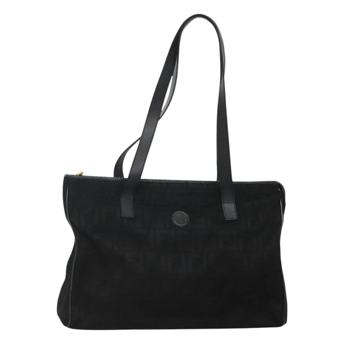 FENDI Zucca Canvas Tote Bag Gold Black Auth MX167