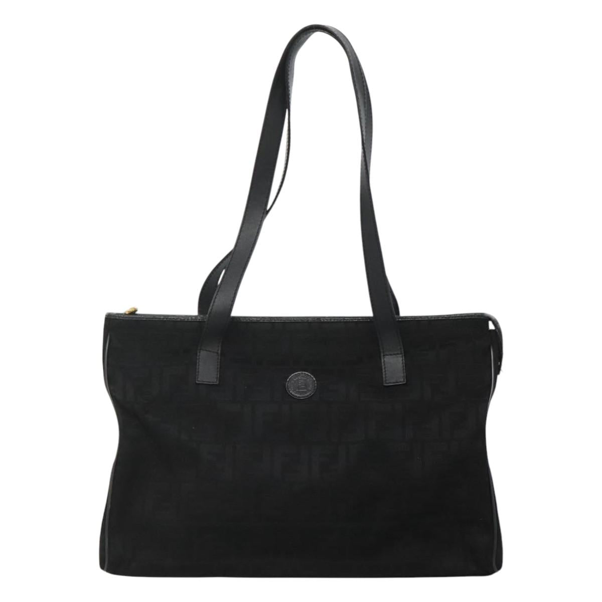 FENDI Zucca Canvas Tote Bag Gold Black Auth MX167