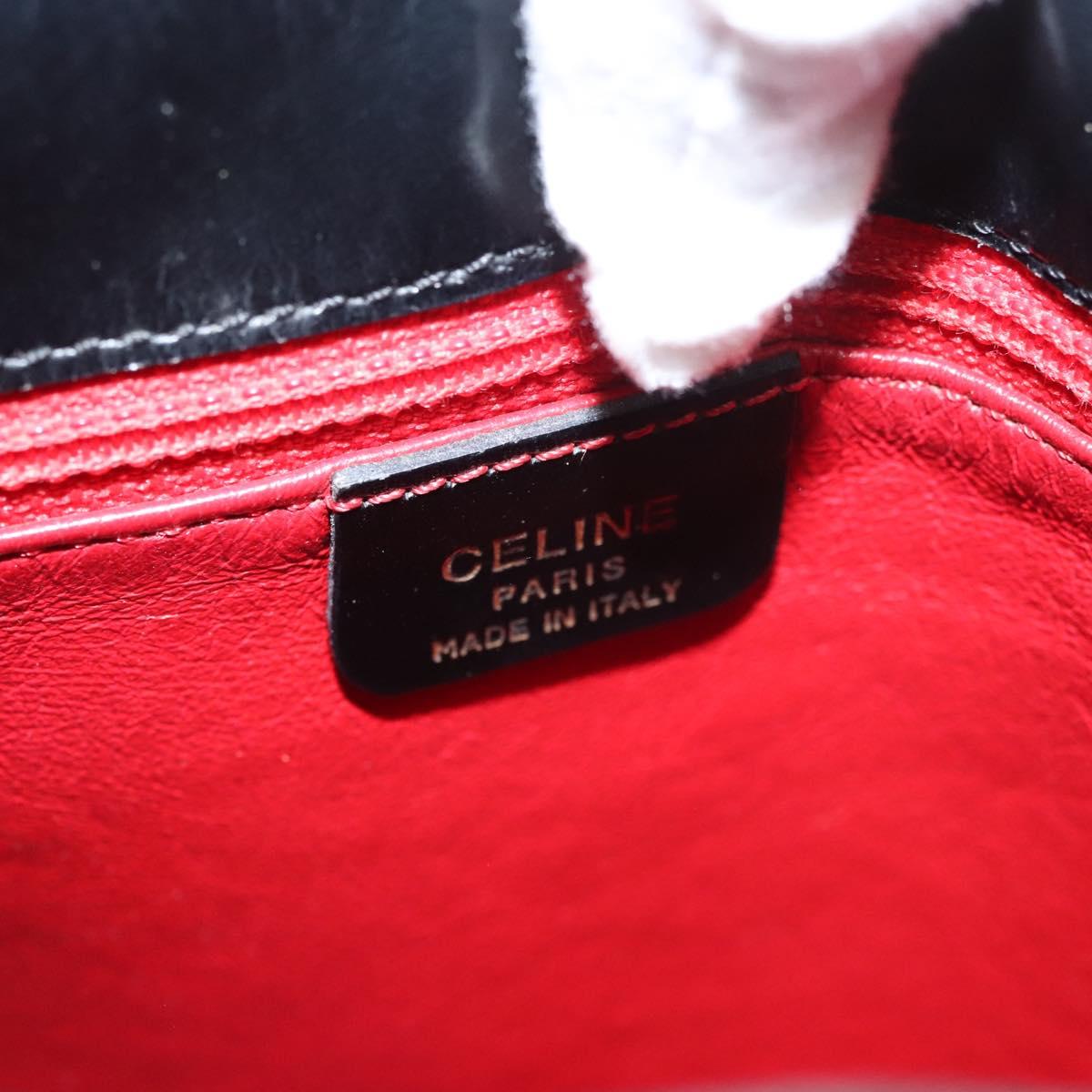 CELINE Shoulder Bag Leather Black Gold Auth MX169