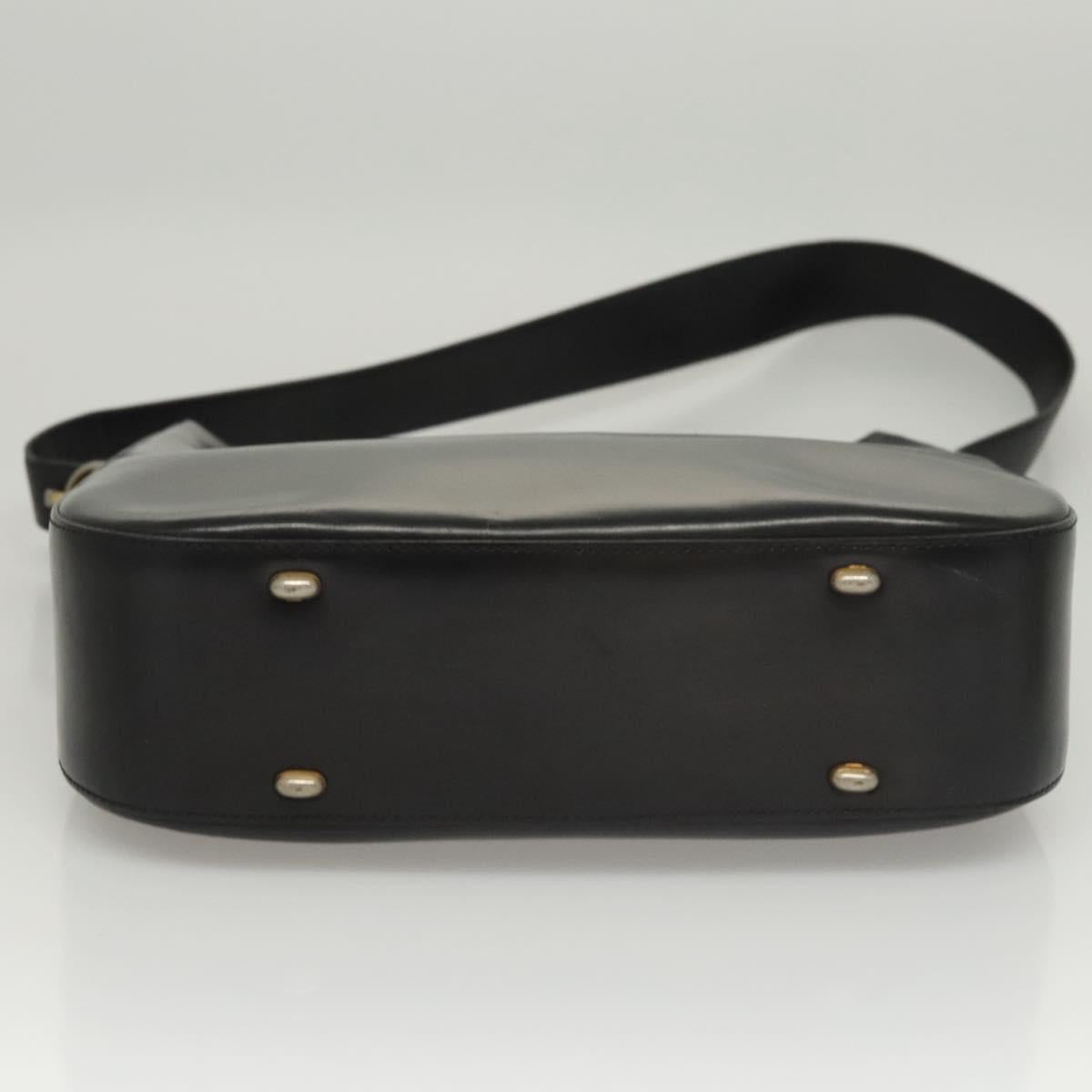CELINE Shoulder Bag Leather Black Gold Auth MX169