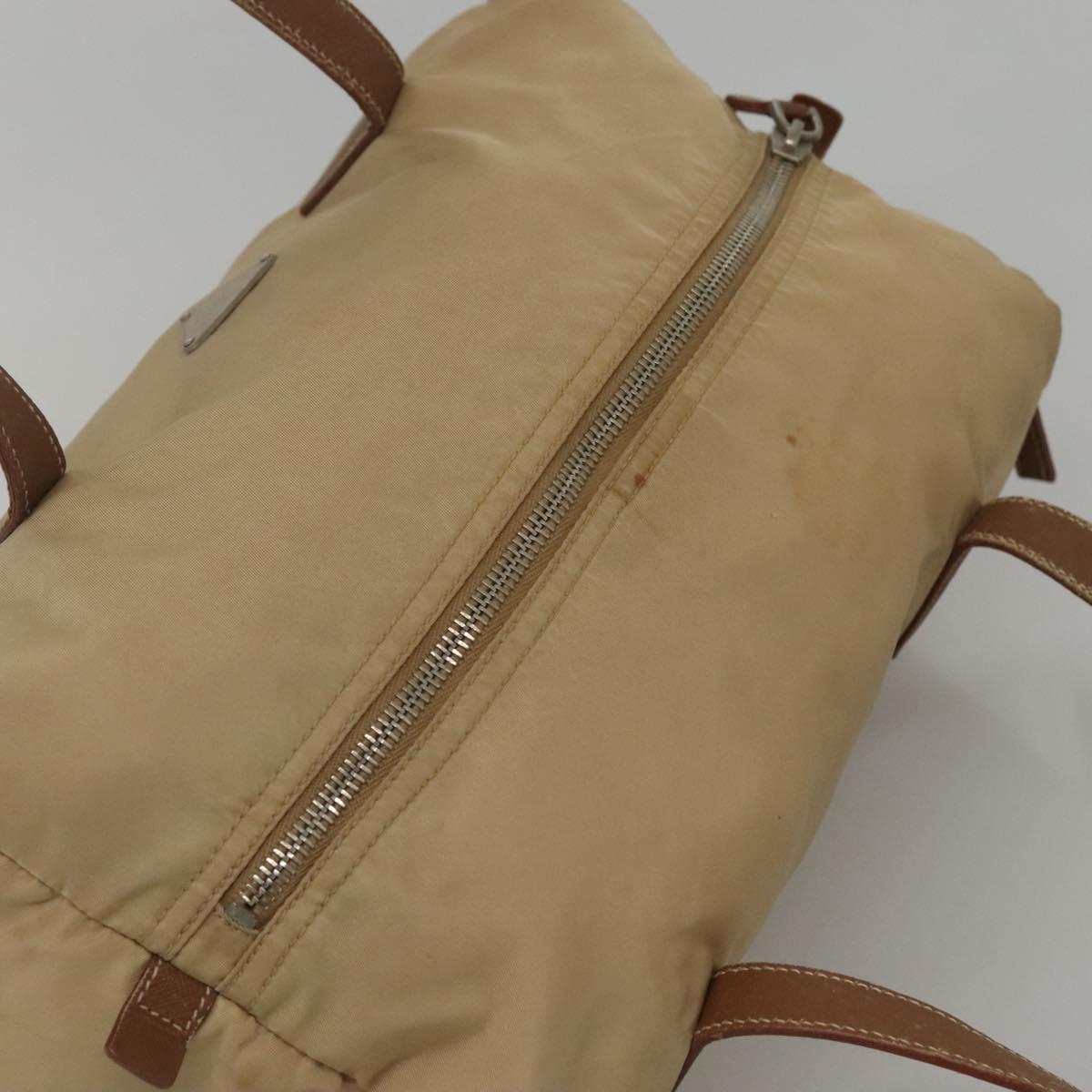 PRADA Shoulder Bag Nylon Beige Auth MX184