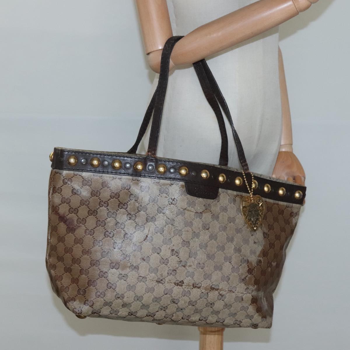 GUCCI GG Crystal Tote Bag Beige 207291 Auth MX192