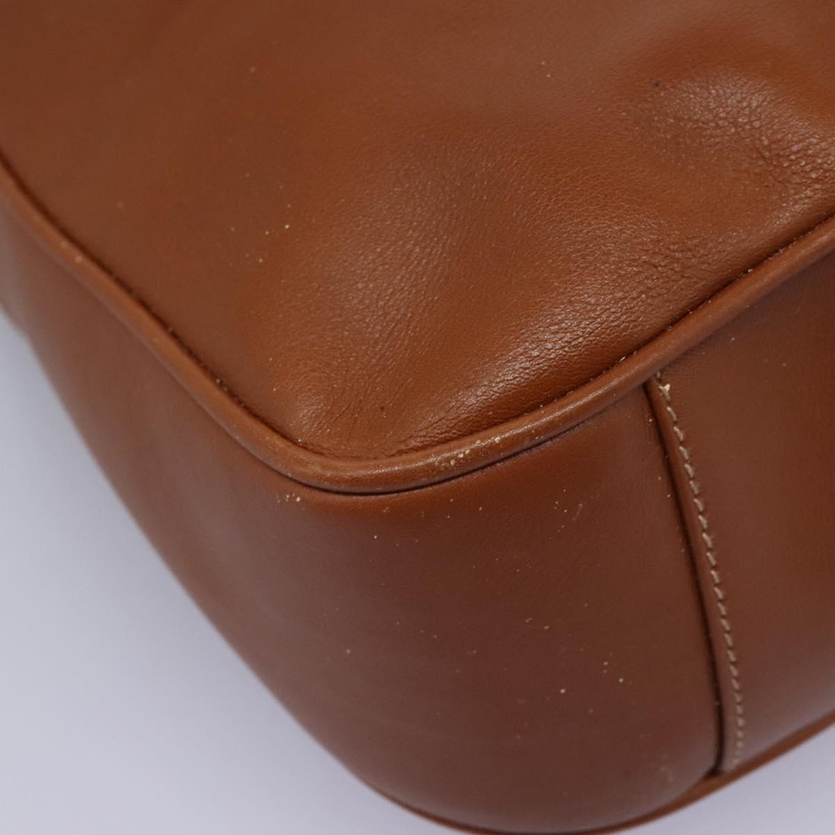 GUCCI Bamboo Hand Bag Leather 2way Brown Gold Auth MX203