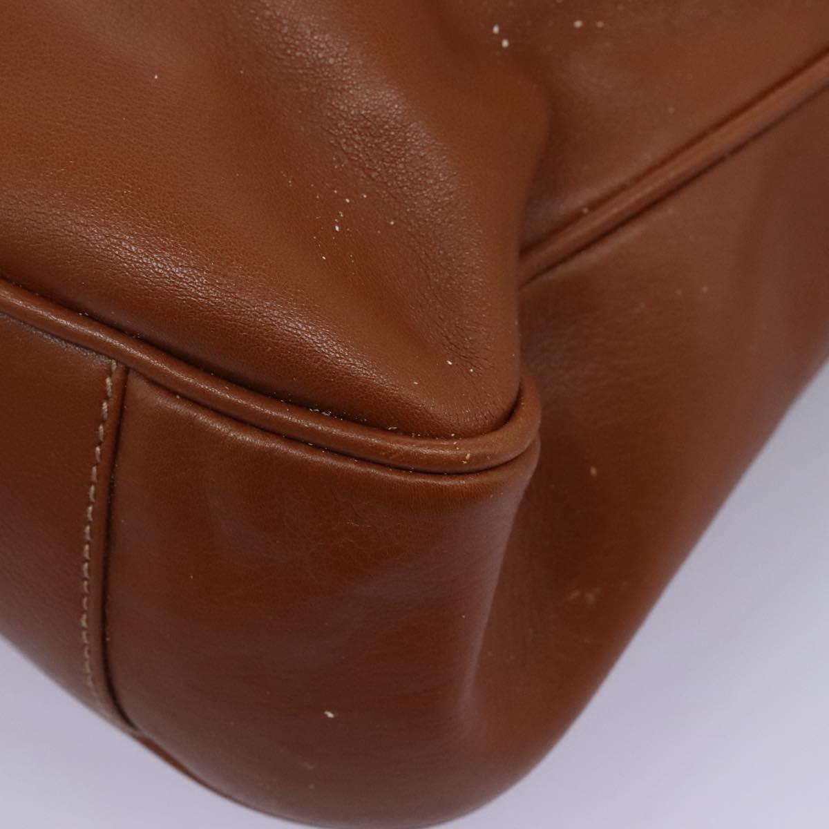 GUCCI Bamboo Hand Bag Leather 2way Brown Gold Auth MX203
