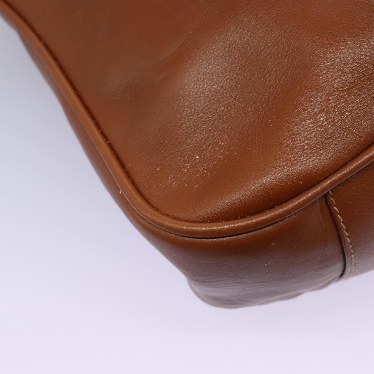 GUCCI Bamboo Hand Bag Leather 2way Brown Gold Auth MX203