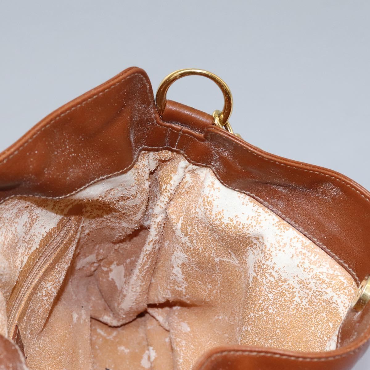 GUCCI Bamboo Hand Bag Leather 2way Brown Gold Auth MX203