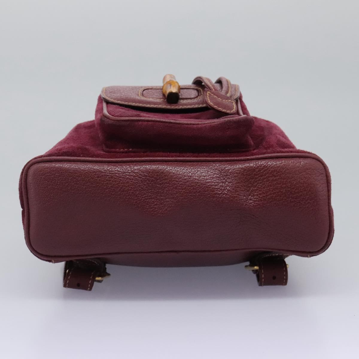GUCCI Bamboo Backpack Suede Purple Gold 003 1956 0030 Auth MX204