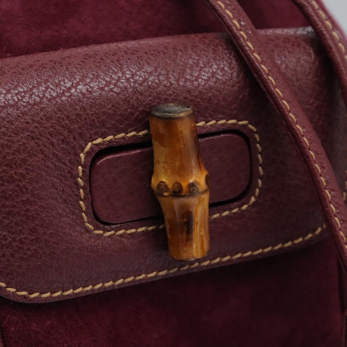 GUCCI Bamboo Backpack Suede Purple Gold 003 1956 0030 Auth MX204