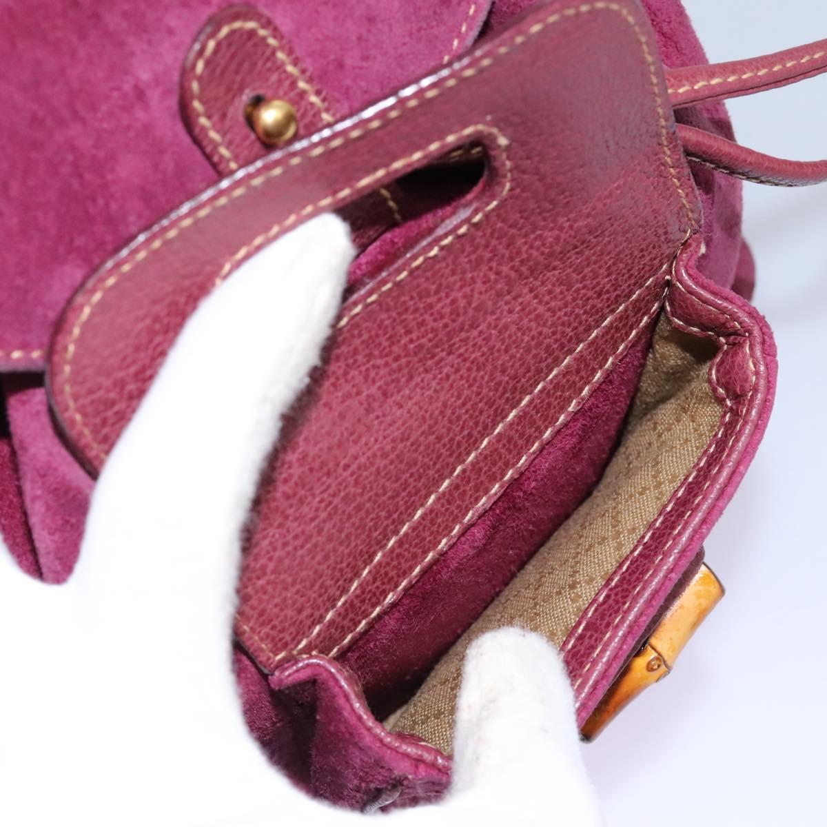 GUCCI Bamboo Backpack Suede Purple Gold 003 1956 0030 Auth MX204