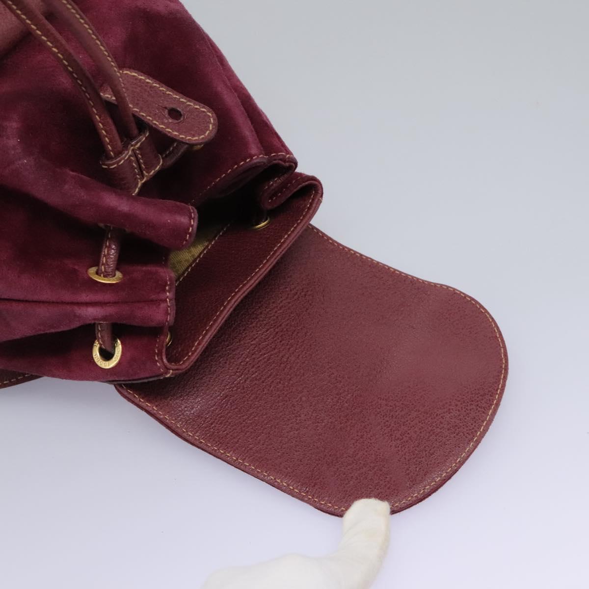 GUCCI Bamboo Backpack Suede Purple Gold 003 1956 0030 Auth MX204