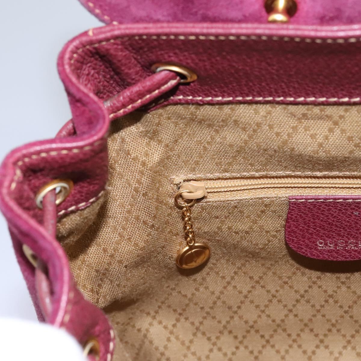 GUCCI Bamboo Backpack Suede Purple Gold 003 1956 0030 Auth MX204