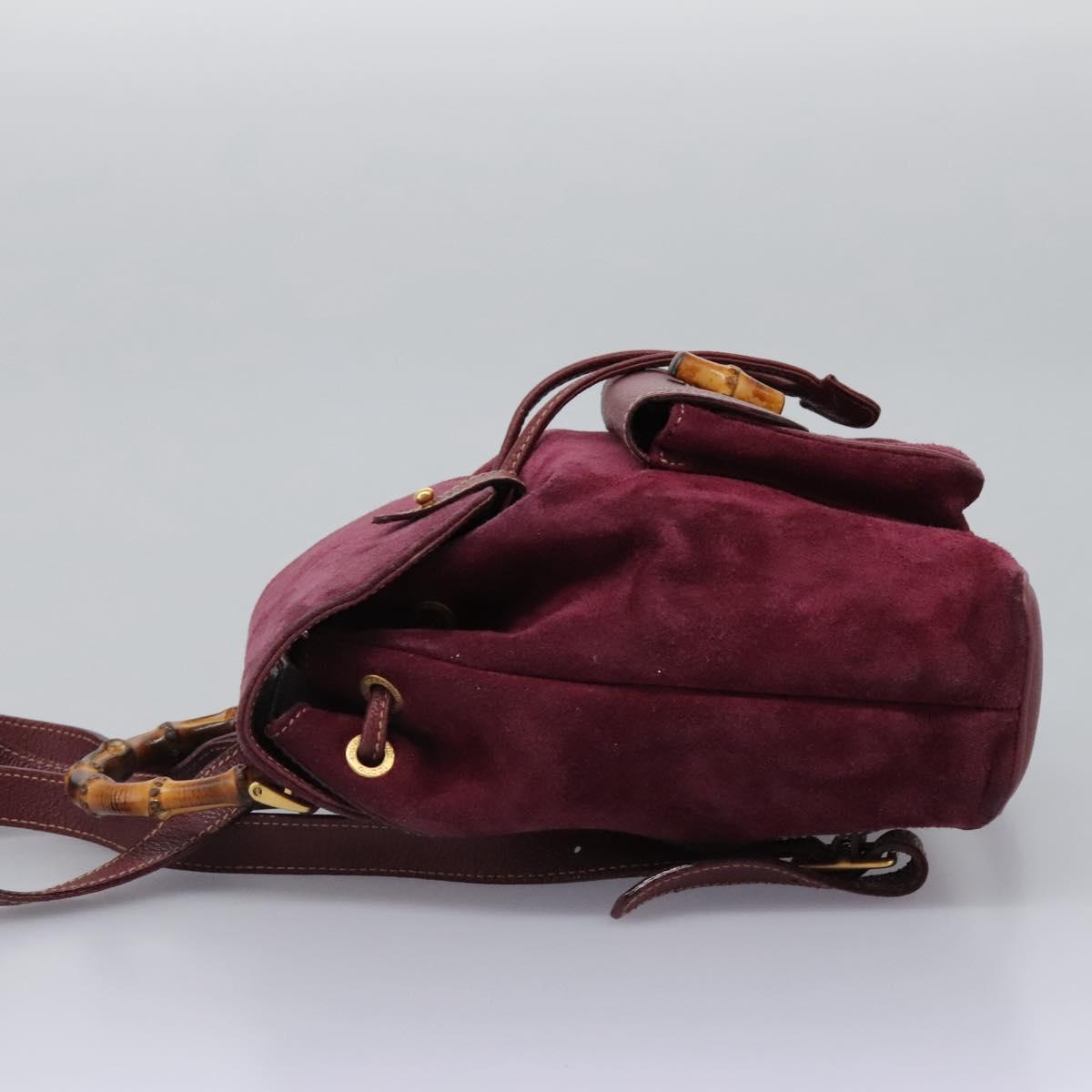 GUCCI Bamboo Backpack Suede Purple Gold 003 1956 0030 Auth MX204