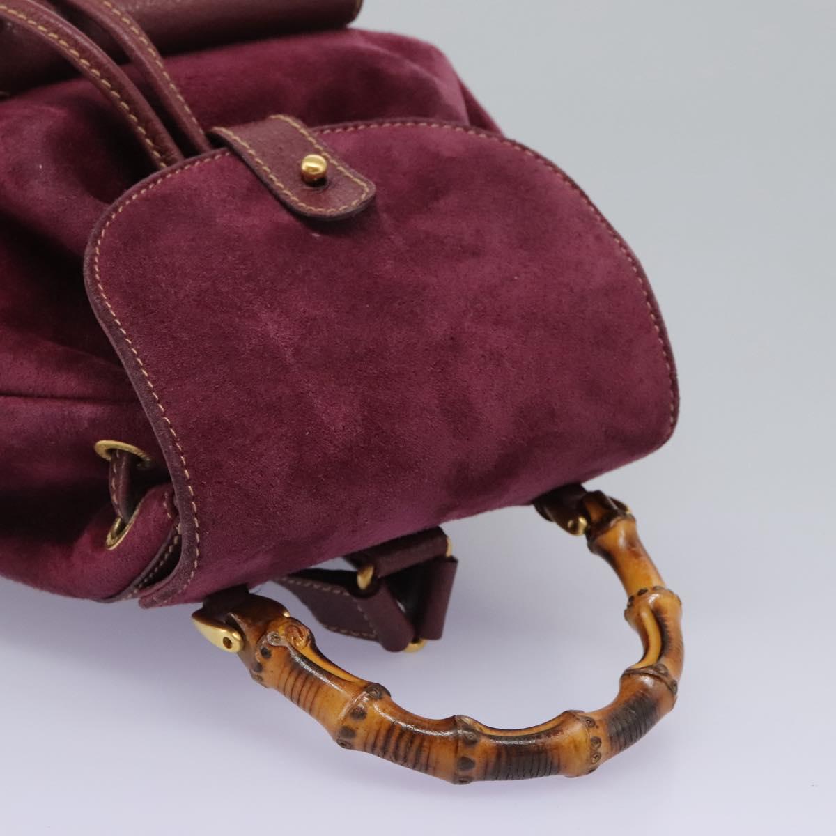 GUCCI Bamboo Backpack Suede Purple Gold 003 1956 0030 Auth MX204