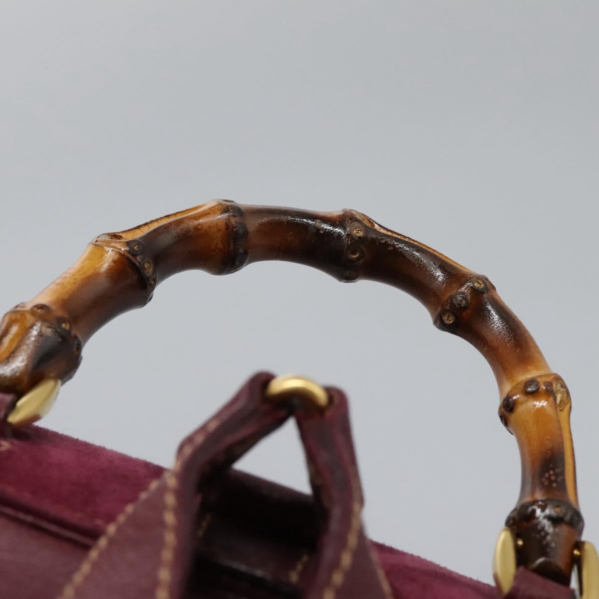 GUCCI Bamboo Backpack Suede Purple Gold 003 1956 0030 Auth MX204