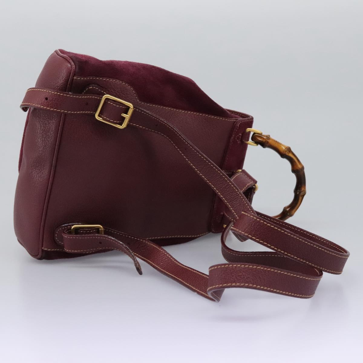 GUCCI Bamboo Backpack Suede Purple Gold 003 1956 0030 Auth MX204