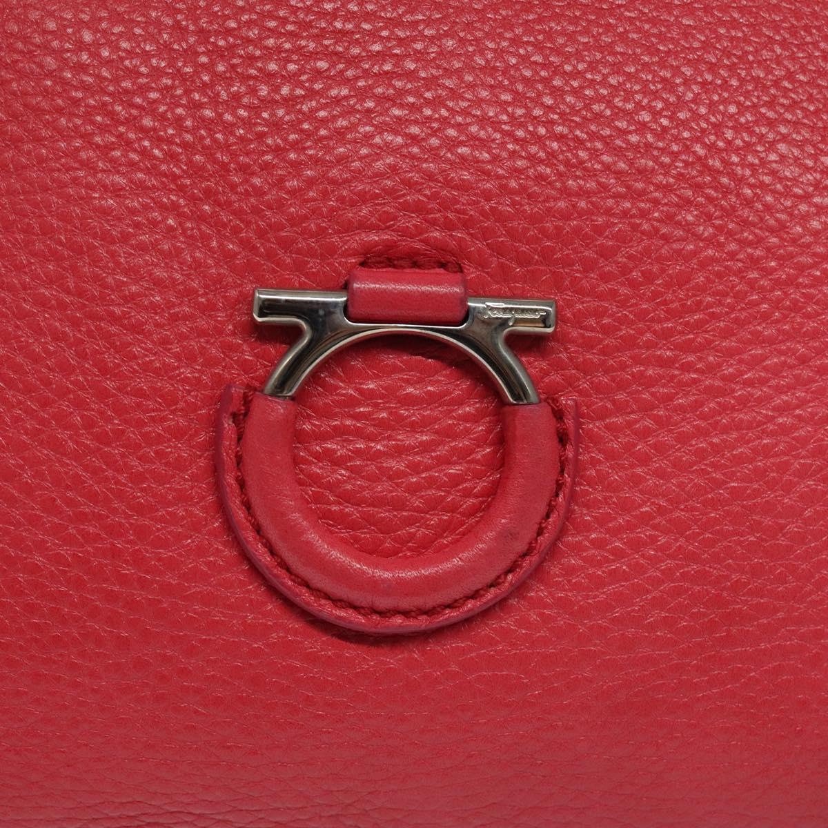 Salvatore Ferragamo Gancini Shoulder Bag Leather Pink Silver Auth MX210