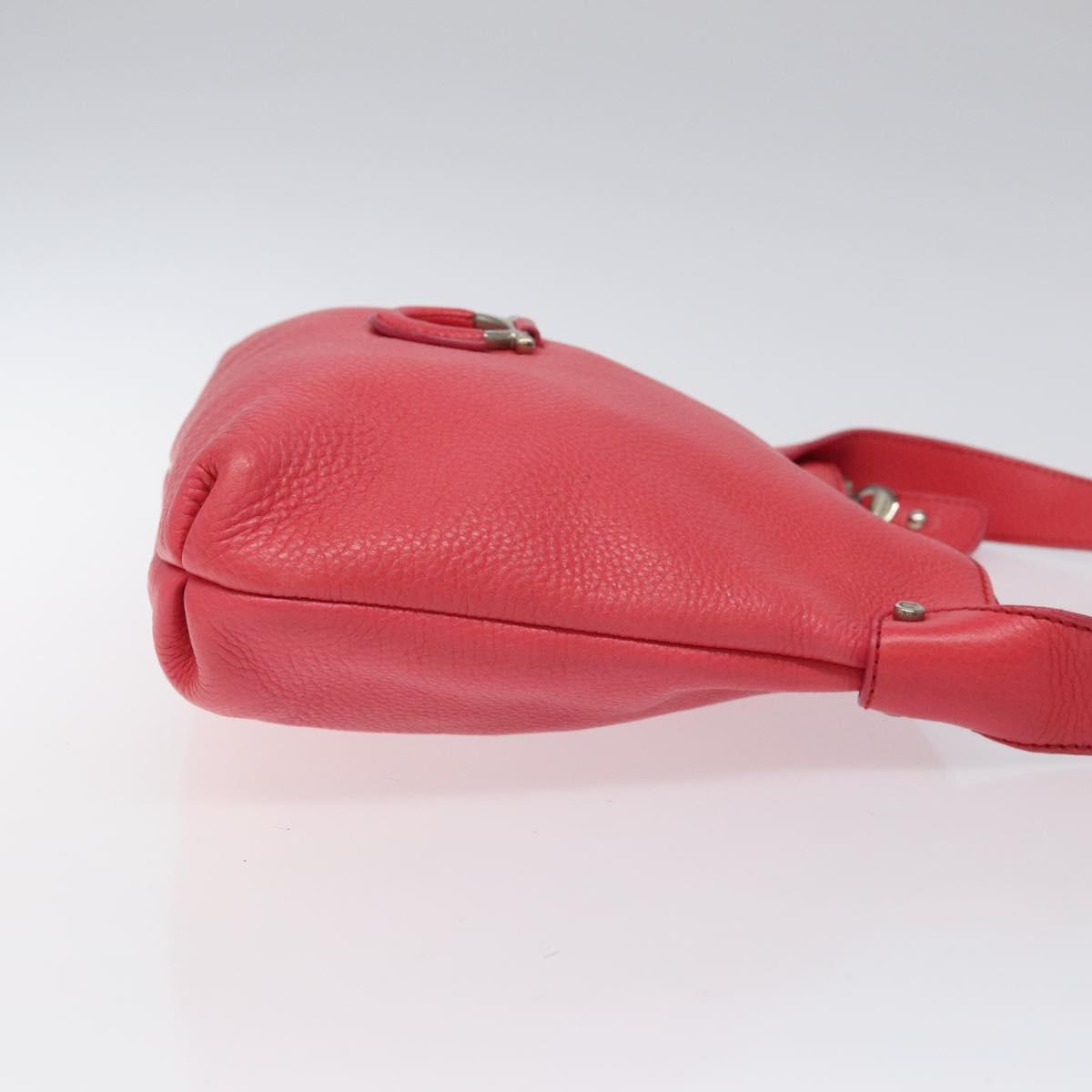Salvatore Ferragamo Gancini Shoulder Bag Leather Pink Silver Auth MX210